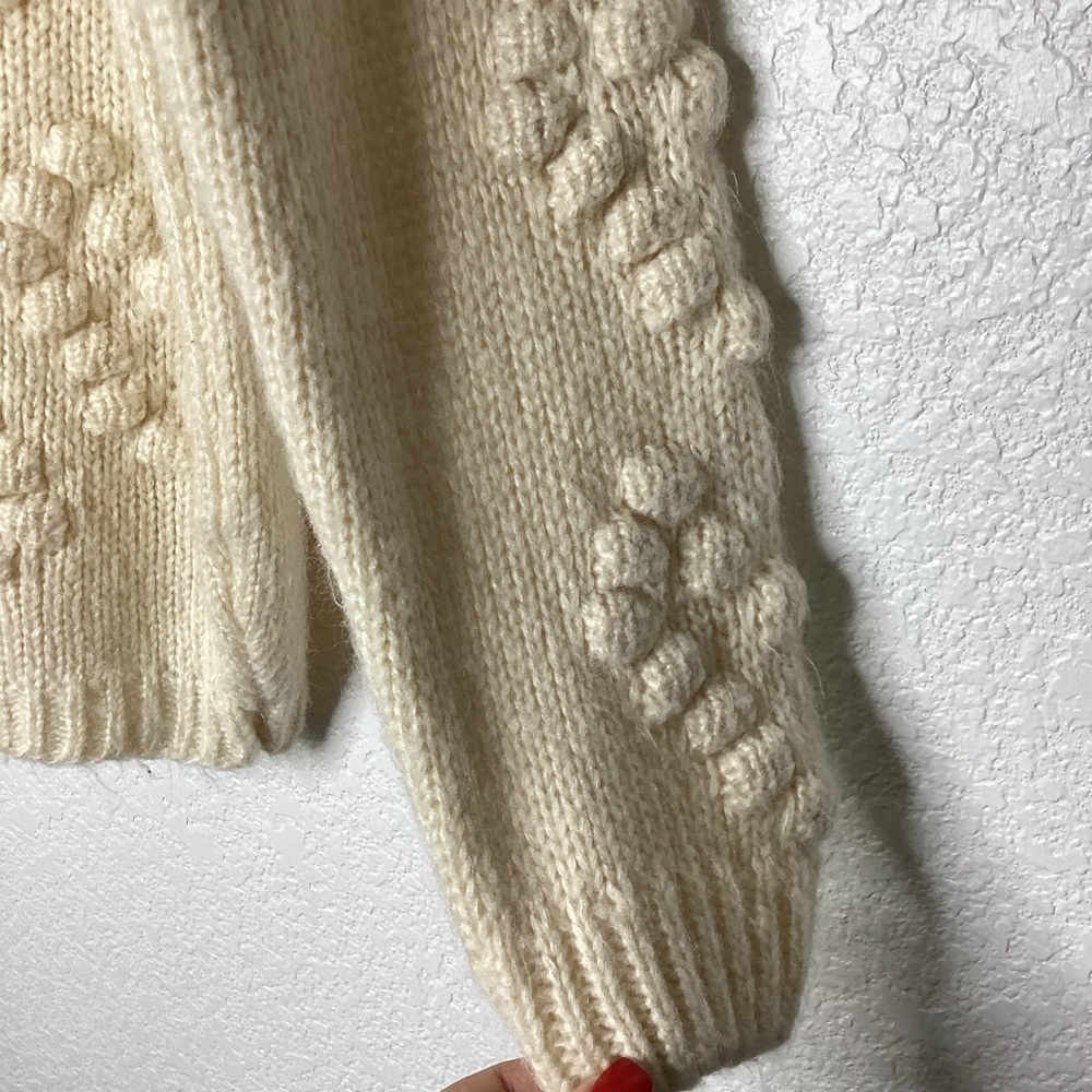 FAVLUX FASHION SIZE S IVORY CREAM KNIT‎ SWEATER BOBBLE HEARTS BOHO VALENTINES - Picture 7 of 10